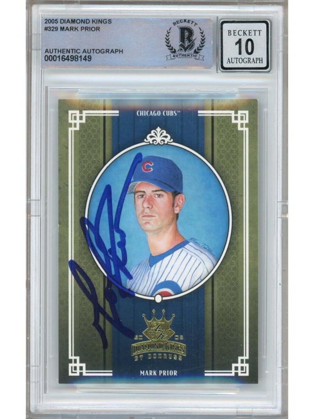 Mark Prior Signed 2005 Donruss Diamond Kings #329 Cubs BAS Slab BGS Auto 10 MLB